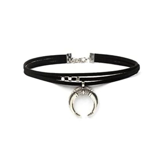 fxmimior Women Black Moon Crescent Pendant Choker Sexy Rock Necklace - Picture 1 of 3
